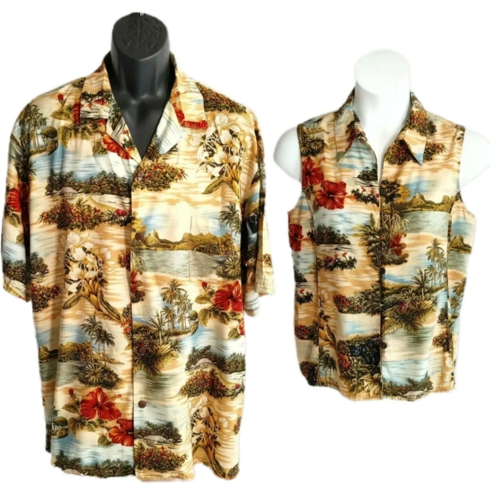 Hilo Hattie Hawaiian Aloha Rare HIS (XL) & HERS (L) Honeymoon Camp Beach Shirts
